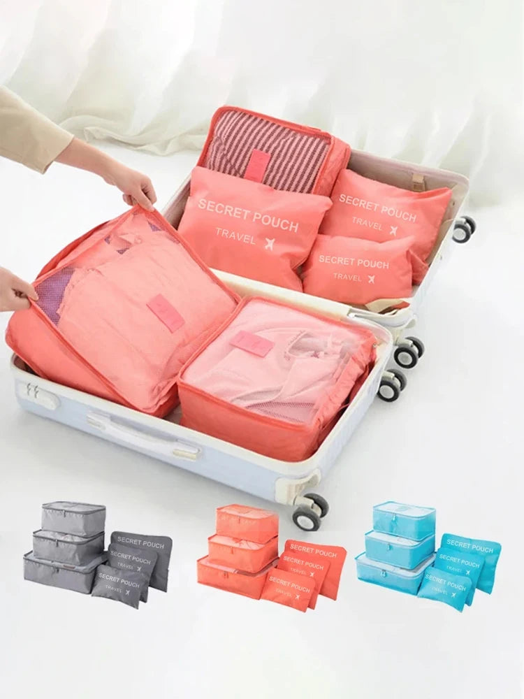 6pcs Multifunction Travel Bags Waterproof Clothes Storage Luggage Organizer Pouch Packing Cube Men And Women Travel Storage Bag