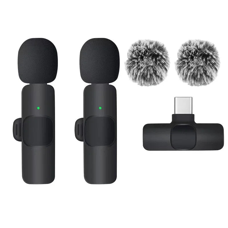 Wireless Lavalier Microphone 2.4G Mini Portable Audio Video Recording Mic for iPhone Android Live Broadcast Gaming