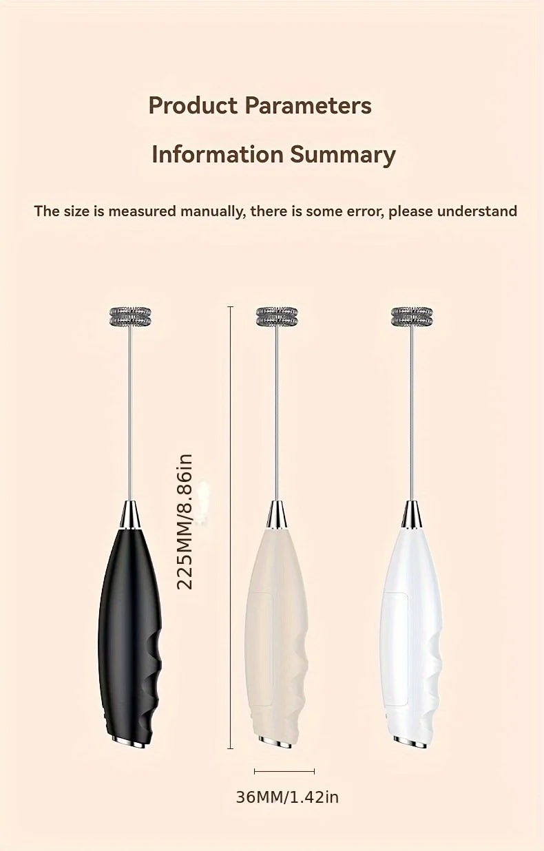 2025 New Stylish Multifunctional Handheld Electric Mixer  Battery Operated Dual-head Whisk for Cappuccino, Matcha, Eggs, Lattes