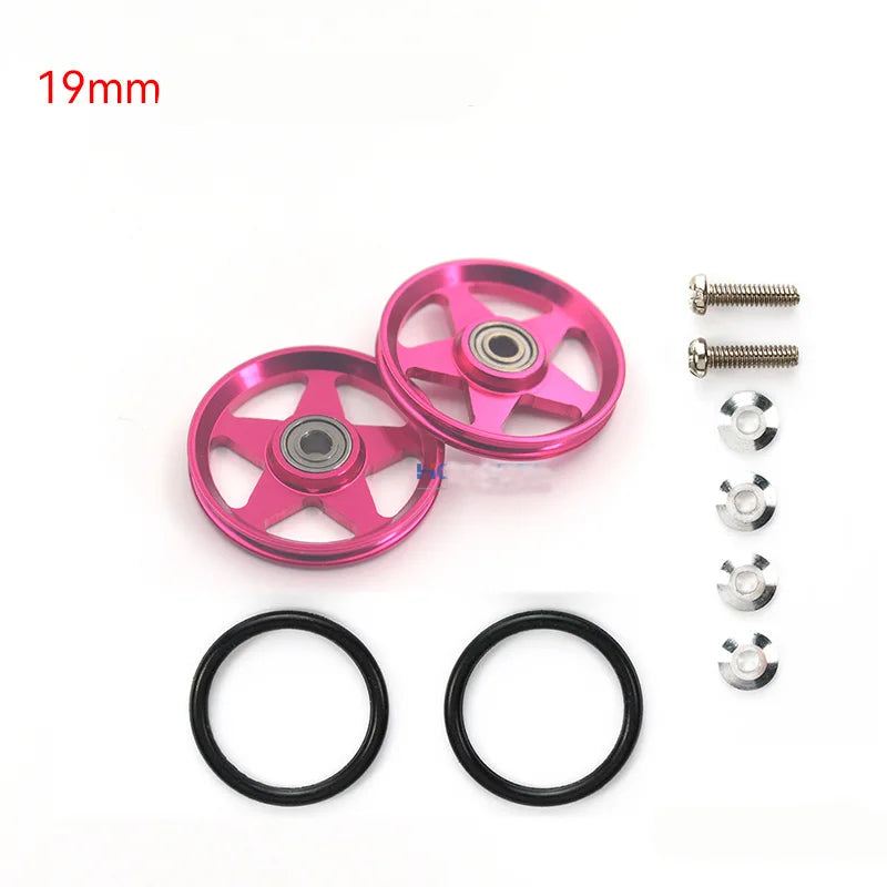 2pcs 15418 13-12mm Aluminum Alloy Guide Rollers 15461/15426 2023Jcup 95160 19mm Roller With Rubber Ring Tamiya Mini 4WD Homemade