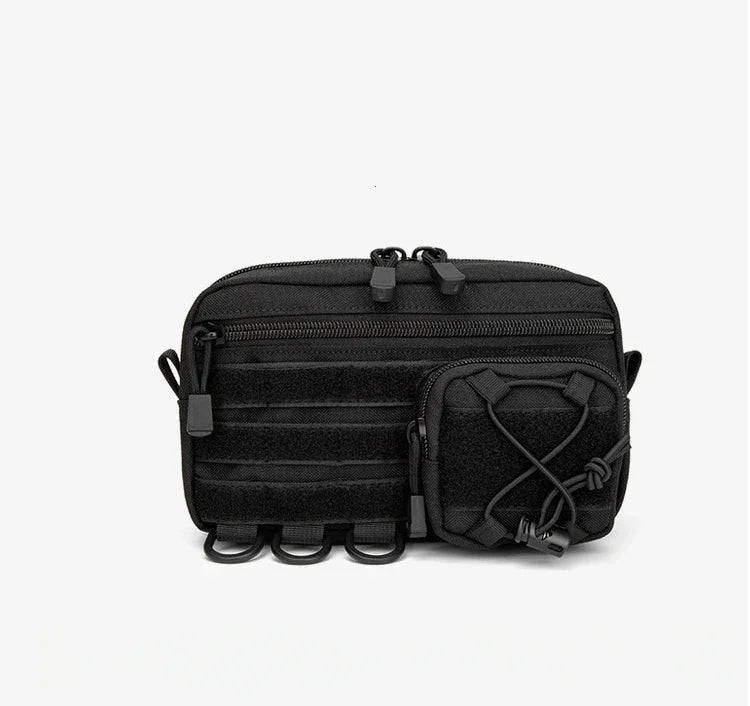 Tactical Molle Horizontal Admin Pouch with Front Drawstring Pocket EMT Pouch EDC Utility Orgaznier Bag Hunting Fanny Pack