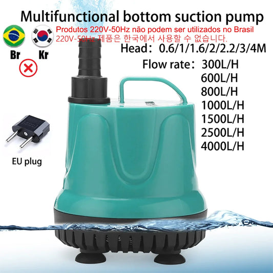 5/8/18/25/40/60/90W Fish Tank Bottom Suction Submersible Pump Bottom Filter Silent Suction Feces Change Pump Multi-function Pump