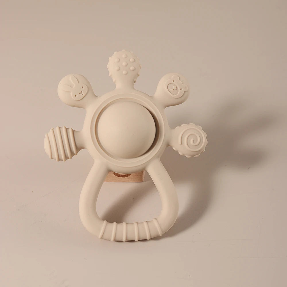 New Teething Silicone Palm Rattle Teether Bunny - Safe Baby Chew Toys for Soothing Sore Gums