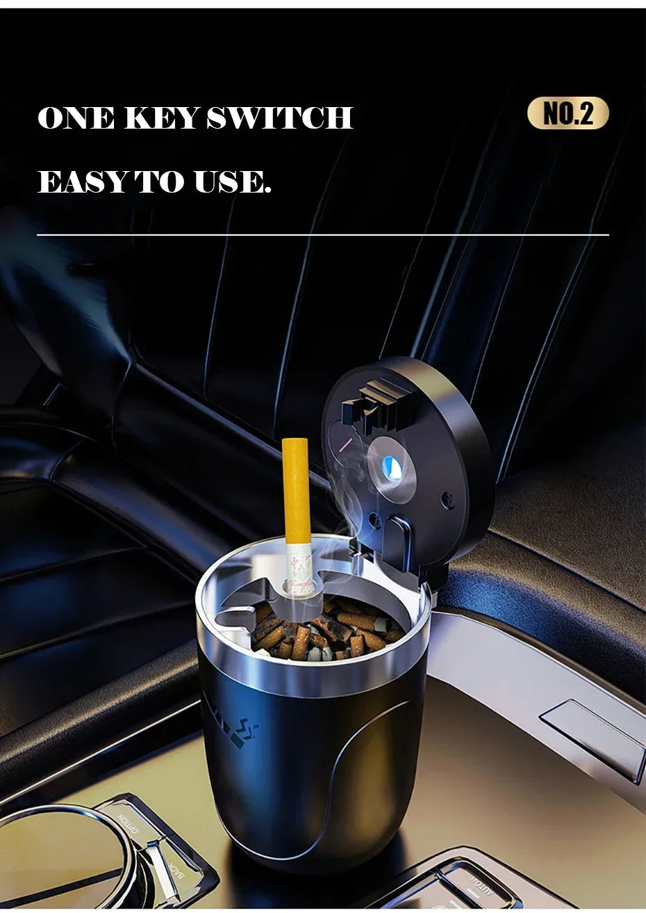 1PCS Portable LED Smoke Car Ashtray Cigarette Ash Holds Cup Automatic Light Indicator Ashtray Car Cup Holder