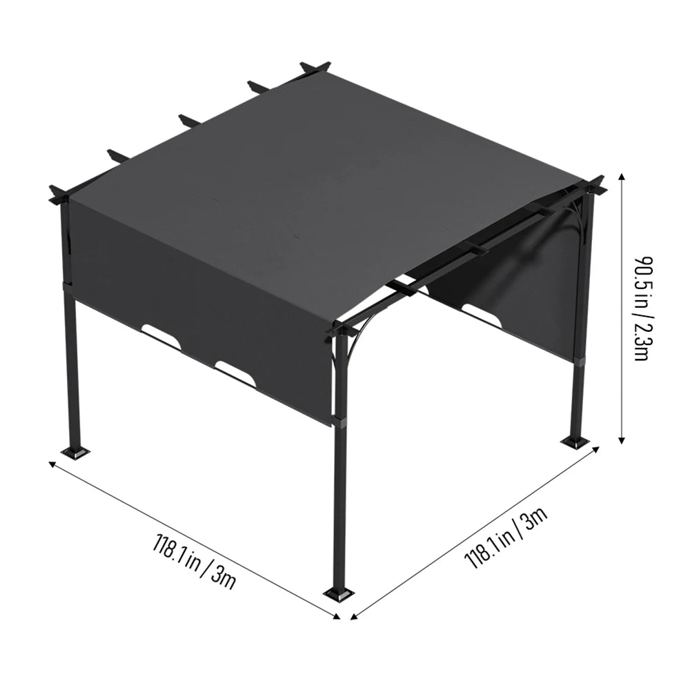 Voltsify Outdoor Pergola with Adjustable Canopy for Courtyard Terrace Garden