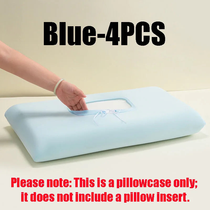 Summer Ice Silk Cooling Pillow Case, Open Style Elastic Edge Cover, Breathable Cool Feel Soft Pillow Protector for Better Sleep