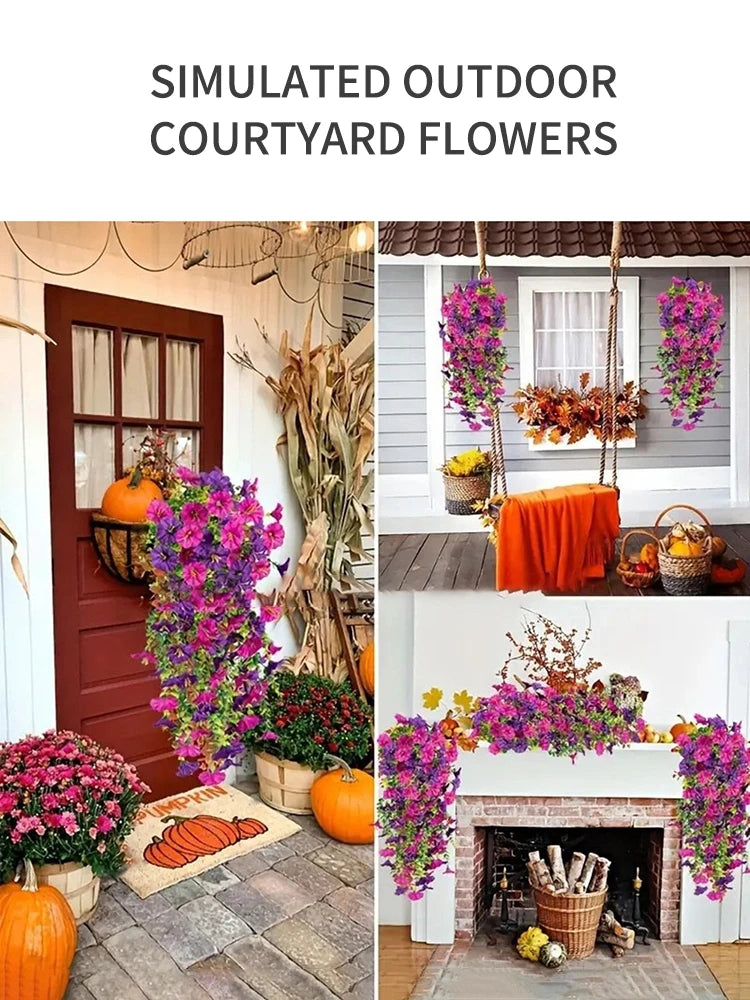 Outdoor courtyard simulation flower eucalyptus morning glory silk flower home wedding decoration wall hanging rattan flower vine