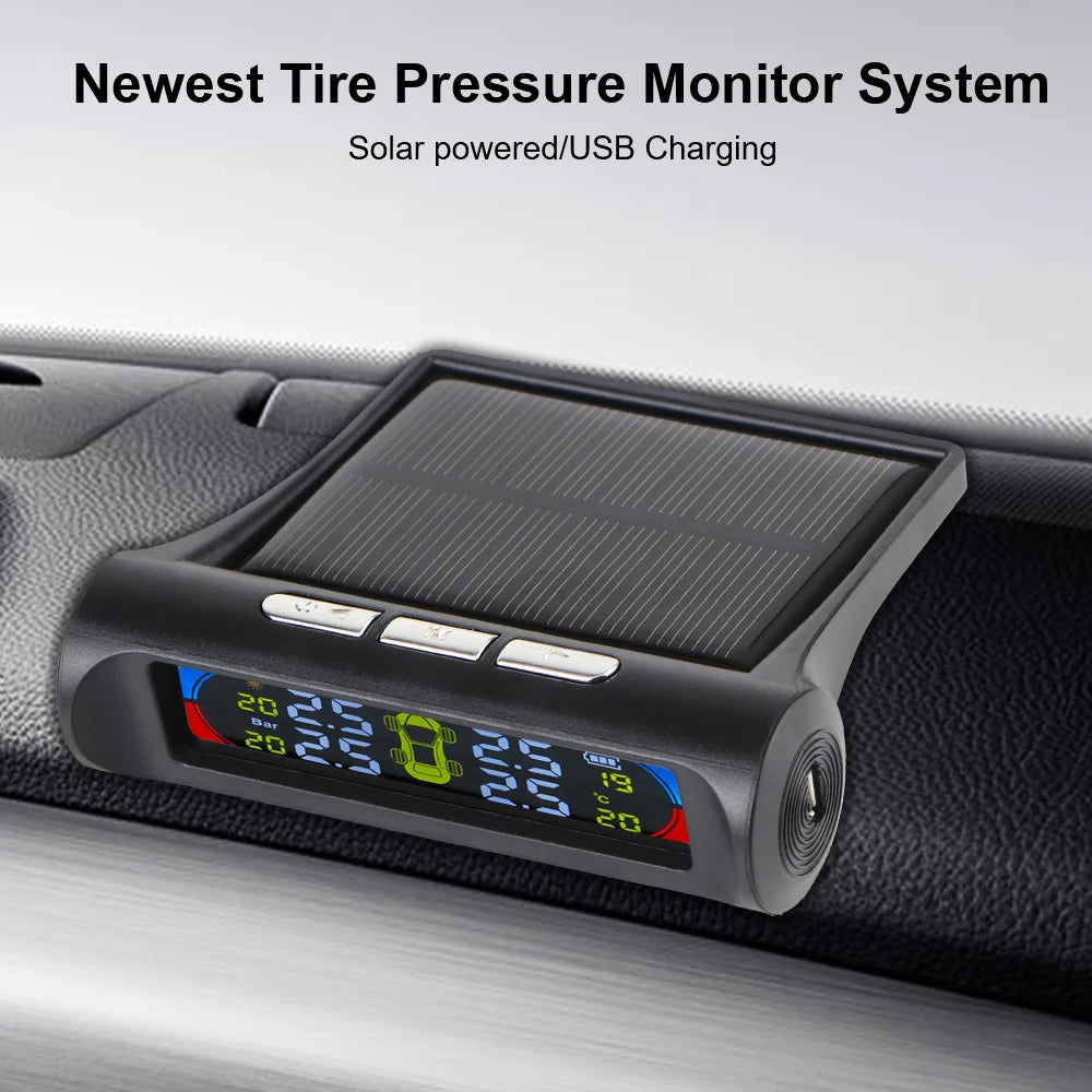 Tire Pressure Monitoring System Temperature Warning New C External Battery Version Sensors Solar TPMS Car Tyre Pressure Monitor