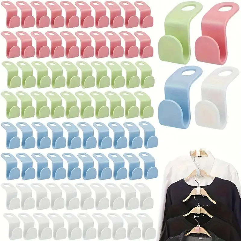 5-50Pcs Clothes Hanger Hooks Organizer Connect Multifunction Cascading Plastic Bedroom Wardrobe Storage Space Saving Coat Hook