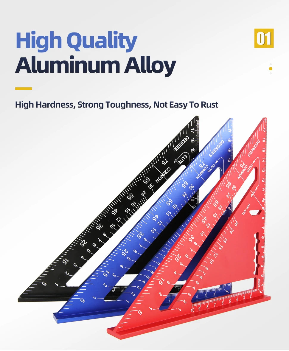 Triangle Ruler 7Inch Measurement Tool Aluminium Alloy Carpenter Set Square Angle Woodworking Tools Try Square Triangular Metric