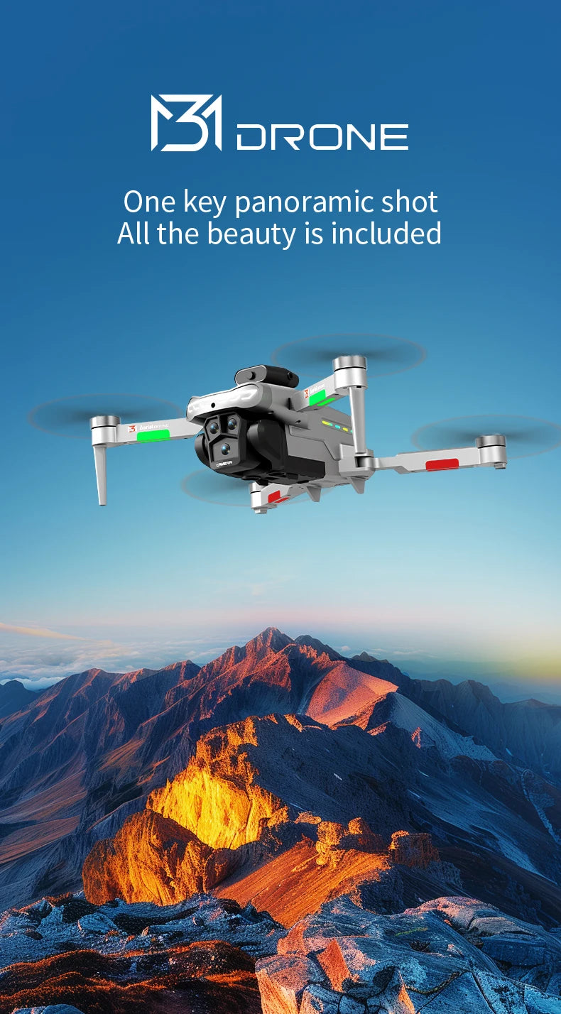 New Obstacle Avoidance M3 Drone Brushless Motor Helicopter Optical Flow Hovering GPS 8K 3 Camera Foldable Quadrotor Aircraft Toy