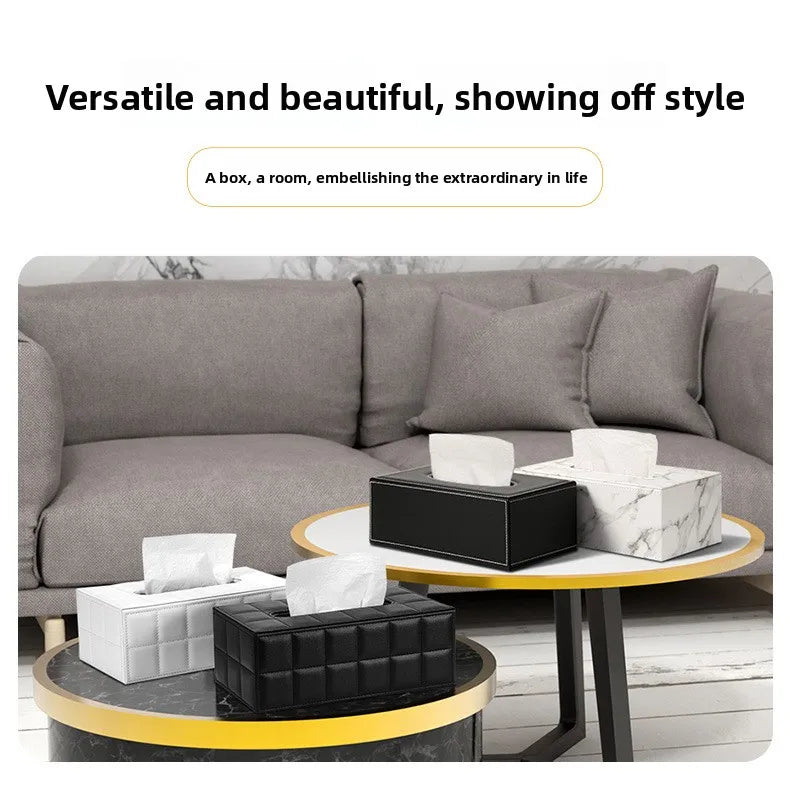 Elegant PU Leather Square Tissue Holder for Coffee Table, Decorative Napkin Paper Case for Home Hotel Restaurant Living Rooms