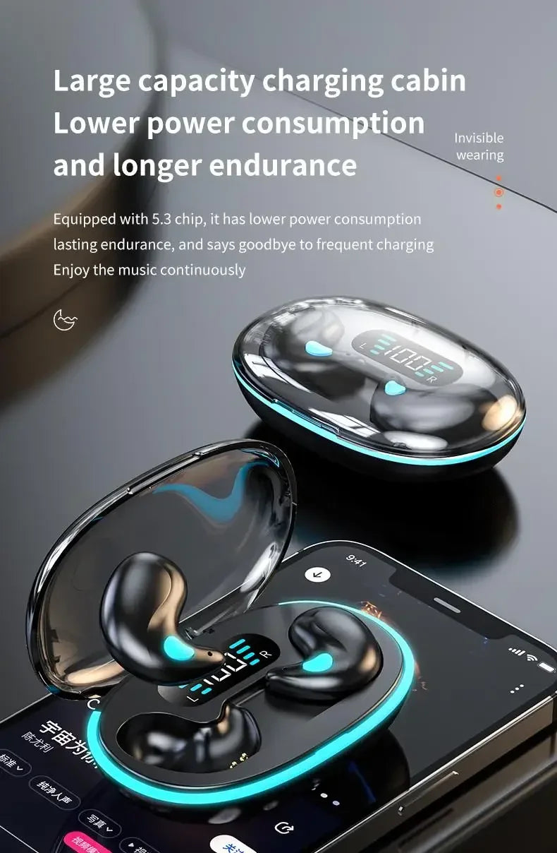 X55 Invisible Sleep Wireless Earphone TWS Bluetooth 5.3 Headphones Hidden Earbuds IPX5 Waterproof Noise Reduction Sports Headset
