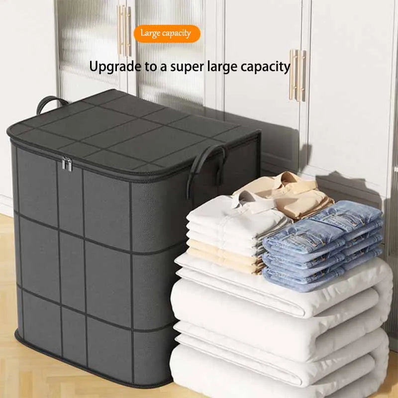 Super Large Capacity! Thick Black Woven Storage Bag For Home Use, Clothes, Blankets, Cotton Quilts, Organizing And Moving Tools