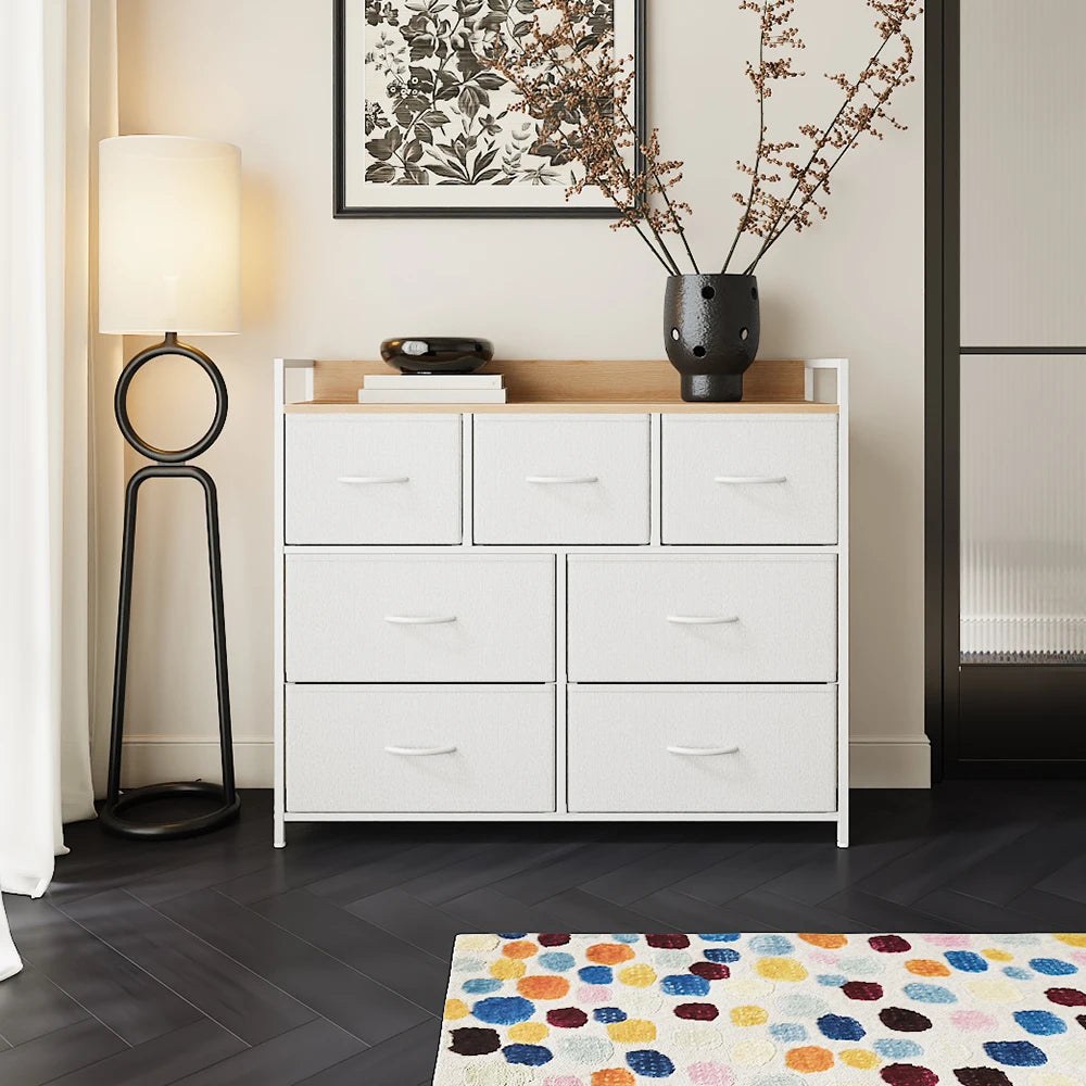 Voltsify White 7-Drawer Metal Frame Chest of Drawers