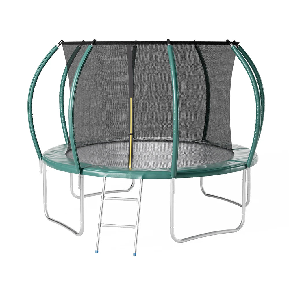 【Breeins】Outdoor Enclosure Trampoline with Ladder Exercise Workout Rebounder Sport Trampoline Handle Adults Jumping Training