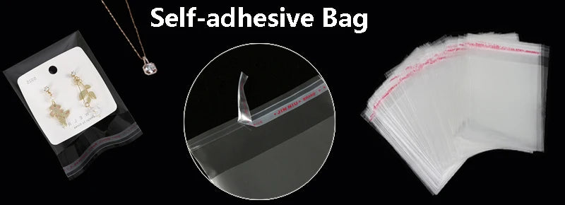 200pcs Transparent Cellophane Bags Cookie Candy Plastic Pouch Jewelry Card Gift Small Self Adhesive Bag Postcard Protective Case