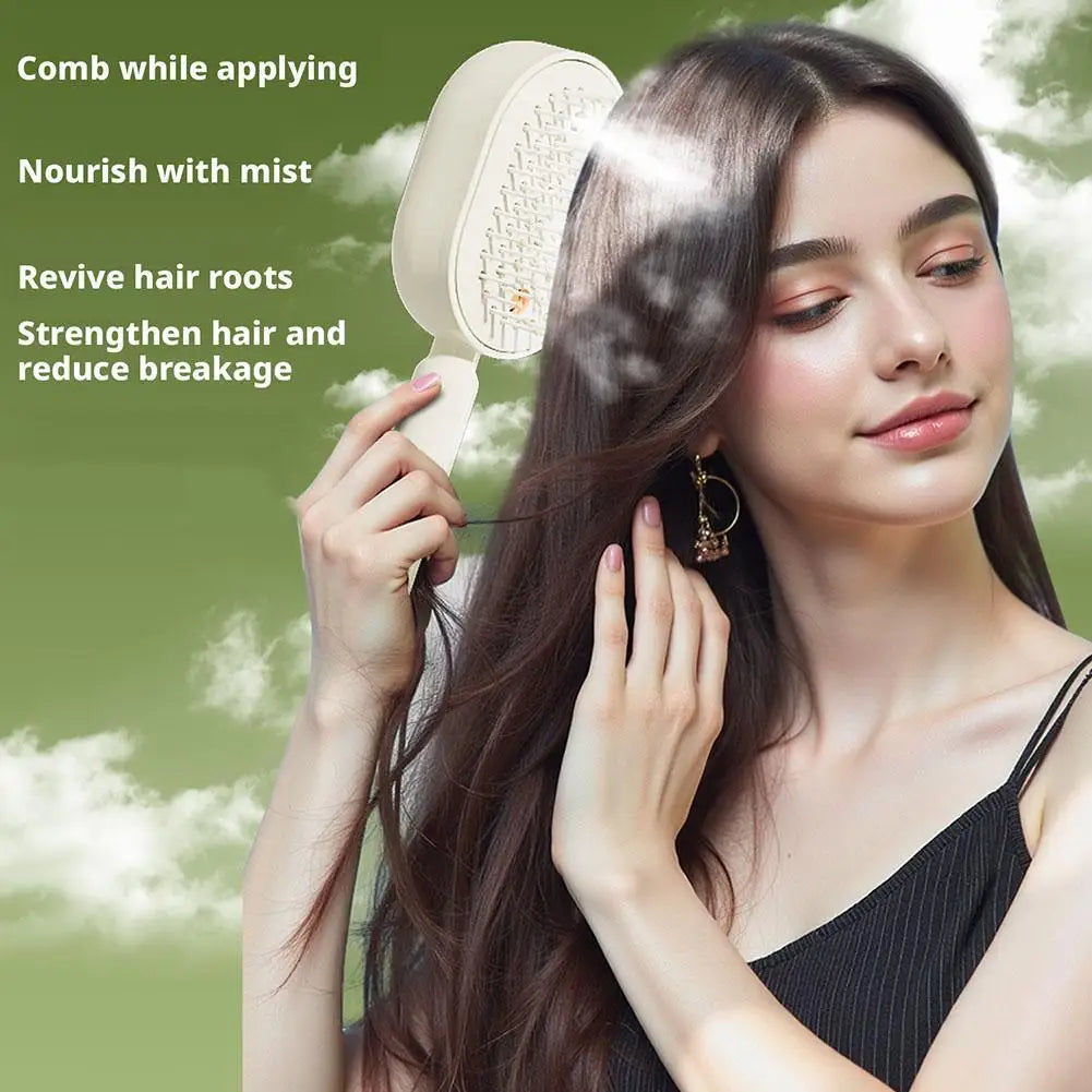 Electric Spray Air Cushions Massage Comb 3 in 1 Self Cleaning Steam Essential Oil Brush Rechargeable Spray Scalp Massager Combs