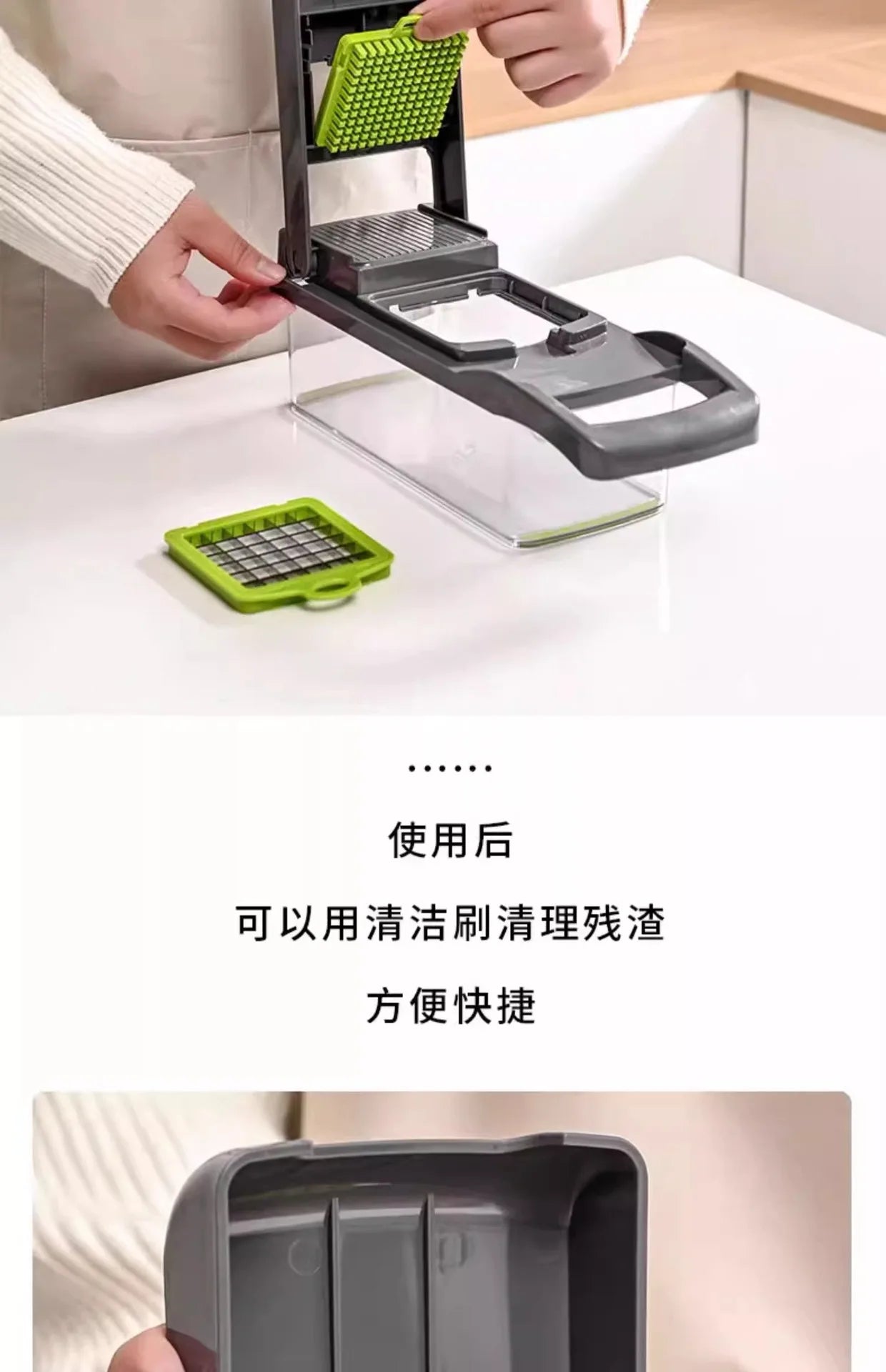 16 in 1 Handheld Slicers Dicers Graters, Multifunctional Vegetable Chopper Kitchen Food Tool with Container & Safety Guard