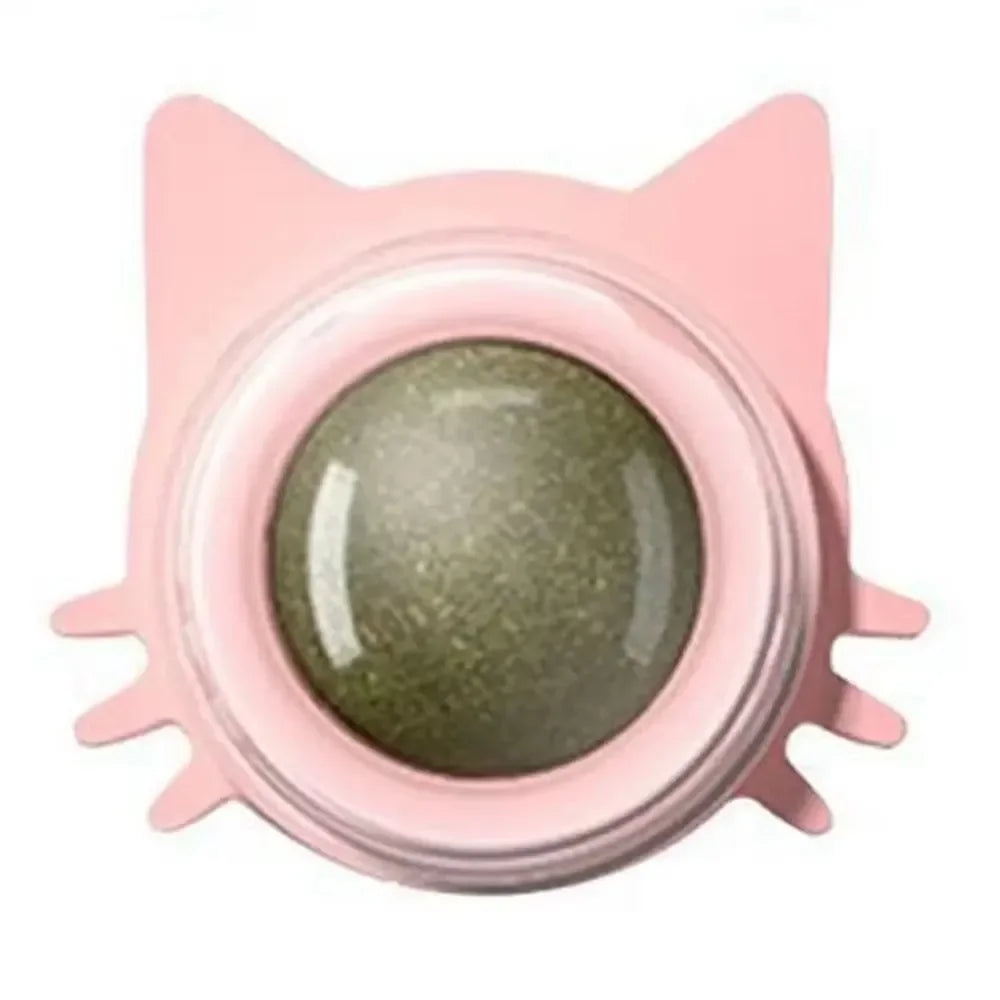 Rotatable Catnip Ball Toy Wall Stick-on Natural Cat Sugar Licking Toy Healthy Digestive Care for Cats
