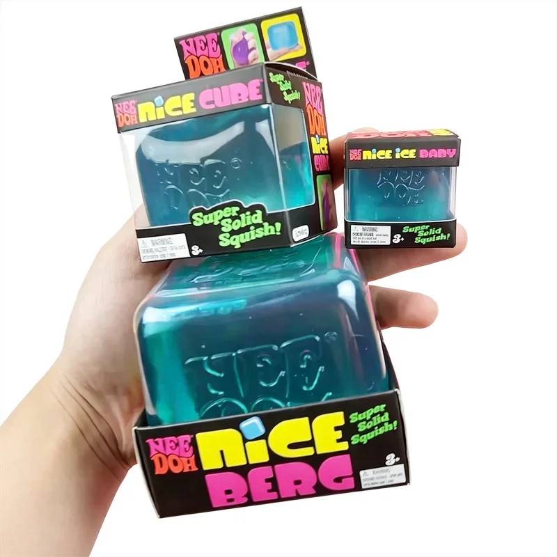 Needoh Nice Berg Giant Sensory Cube Maltose Toy 4 Pack Mini Baby Teenie Cube Squeeze Slow Rebound Stress Reliever Sensory Play