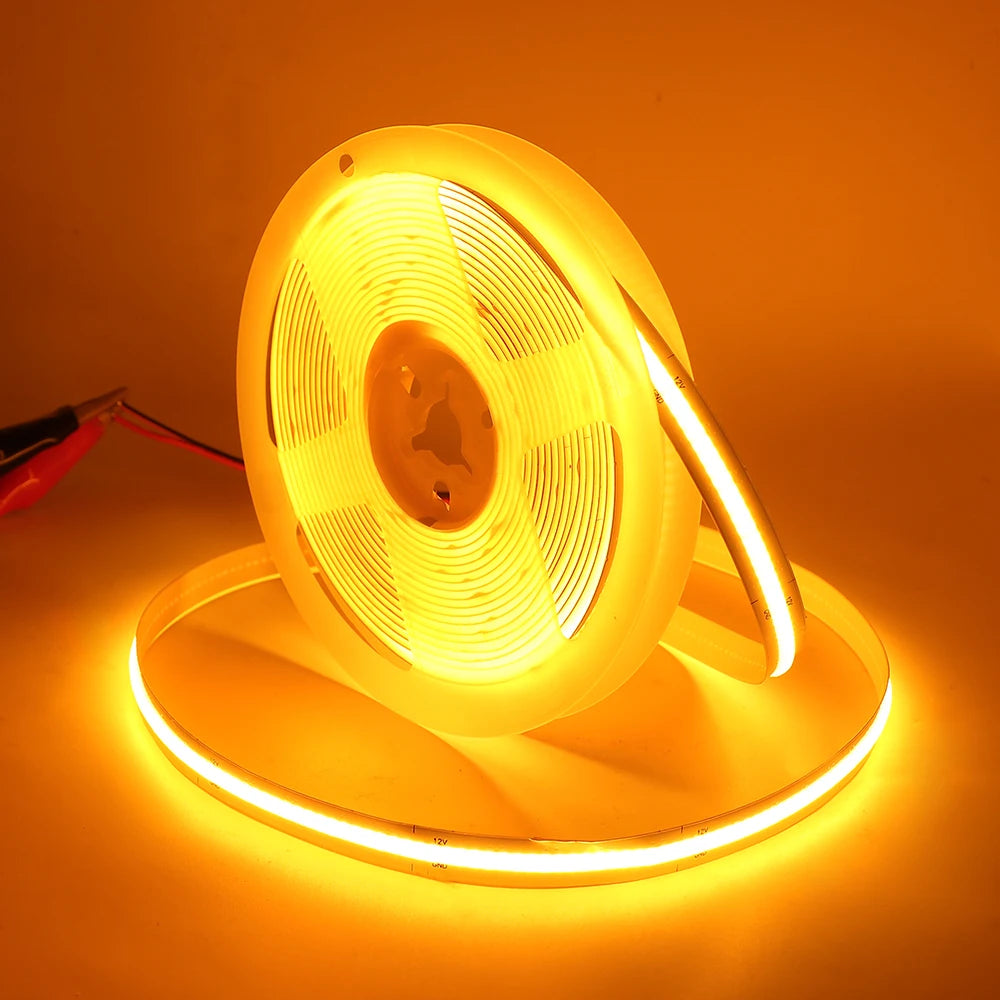 DC 12V 24V COB Strip 320Leds/M High Density RA90 White Pink Yellow Ice Blue Red Green Flexible Ribbon Rope LED Light