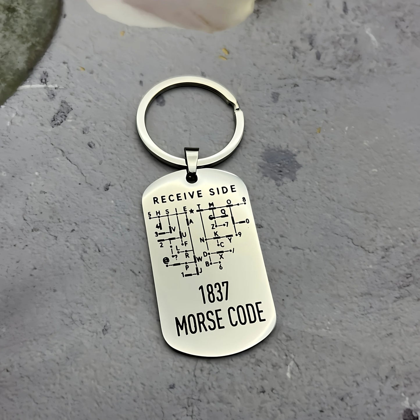 Morse Code Keychain, Double-Sided Alphanumeric Educational Tool, Stainless Steel Car Accessory, Unisex Gift for Radio Amateurs