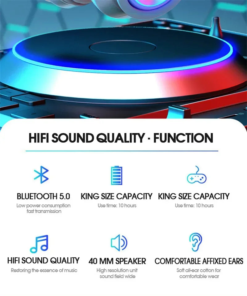 Foldable Bluetooth Headsets  Wireless Headphones With Mic Stereo Earphone Support TF Card FM For Xiaomi Iphone Sumsamg Phone