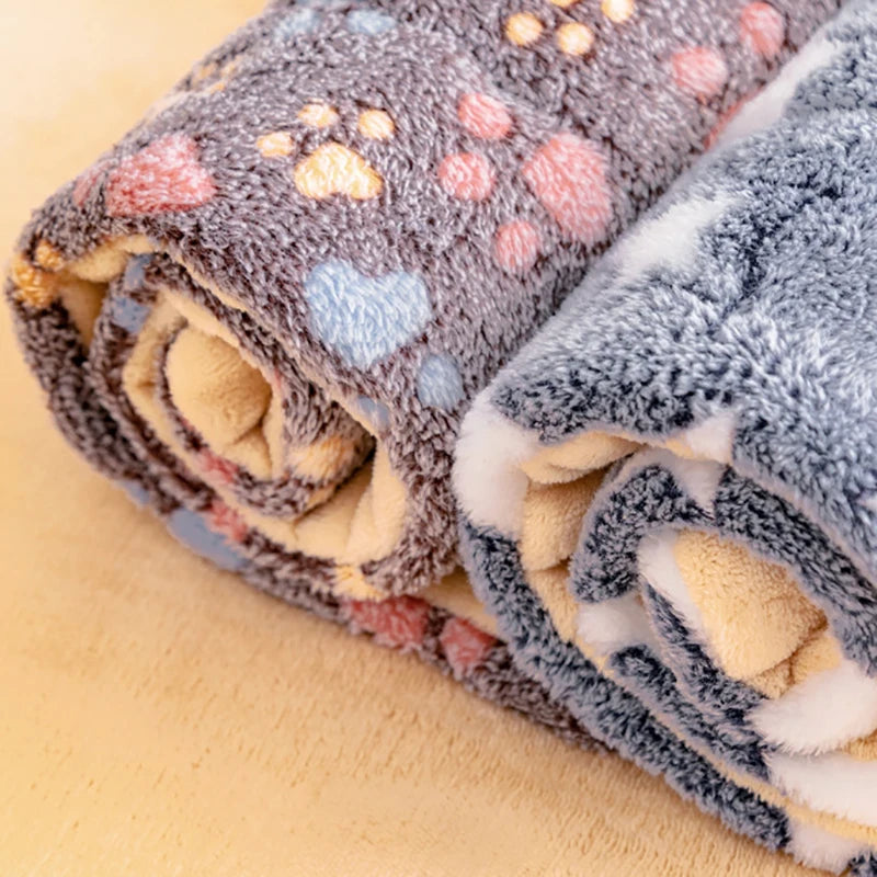 Pet sleeping mat dog bed cat bed soft fur thickened blanket pad velvet household washable warm footprint star pattern blanket