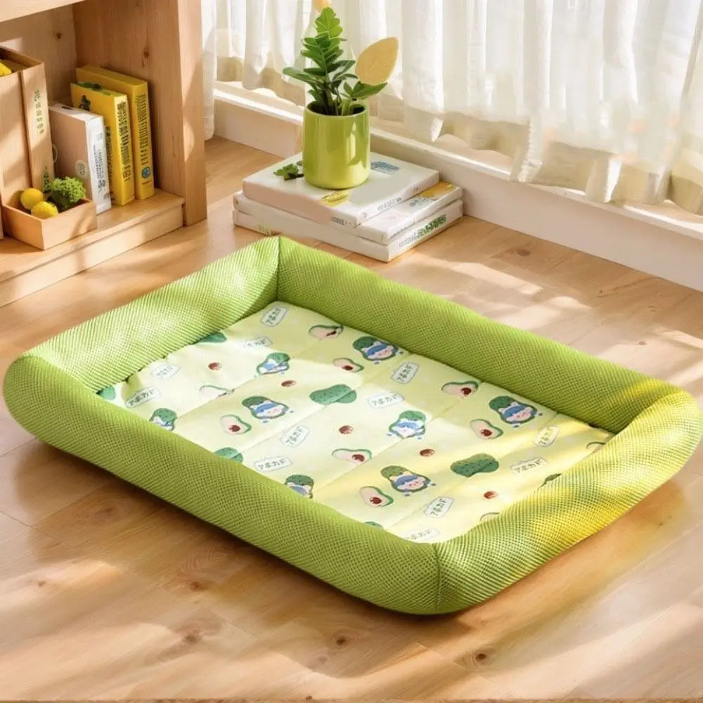 Square Cooling Puppy Bed Breathable Soft Dog Sleeping Pad Neck-protecting Dirt-resistant Pet Cooling Mat for Dogs Cats