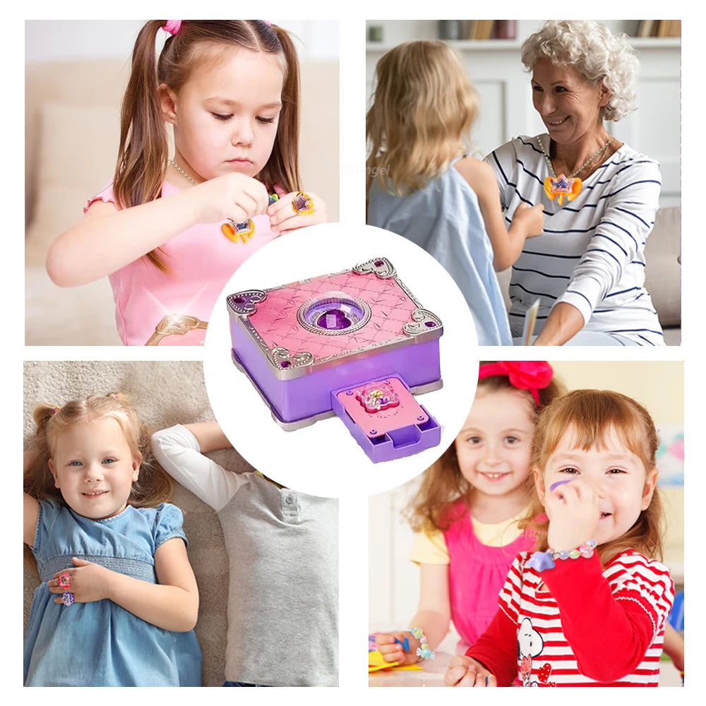Magic Jewelry Making Kit 3D Magic DIY Jewel Rings Keychain Creative Handmade Craft Box Set for Girls Xmas Birthday Gifts