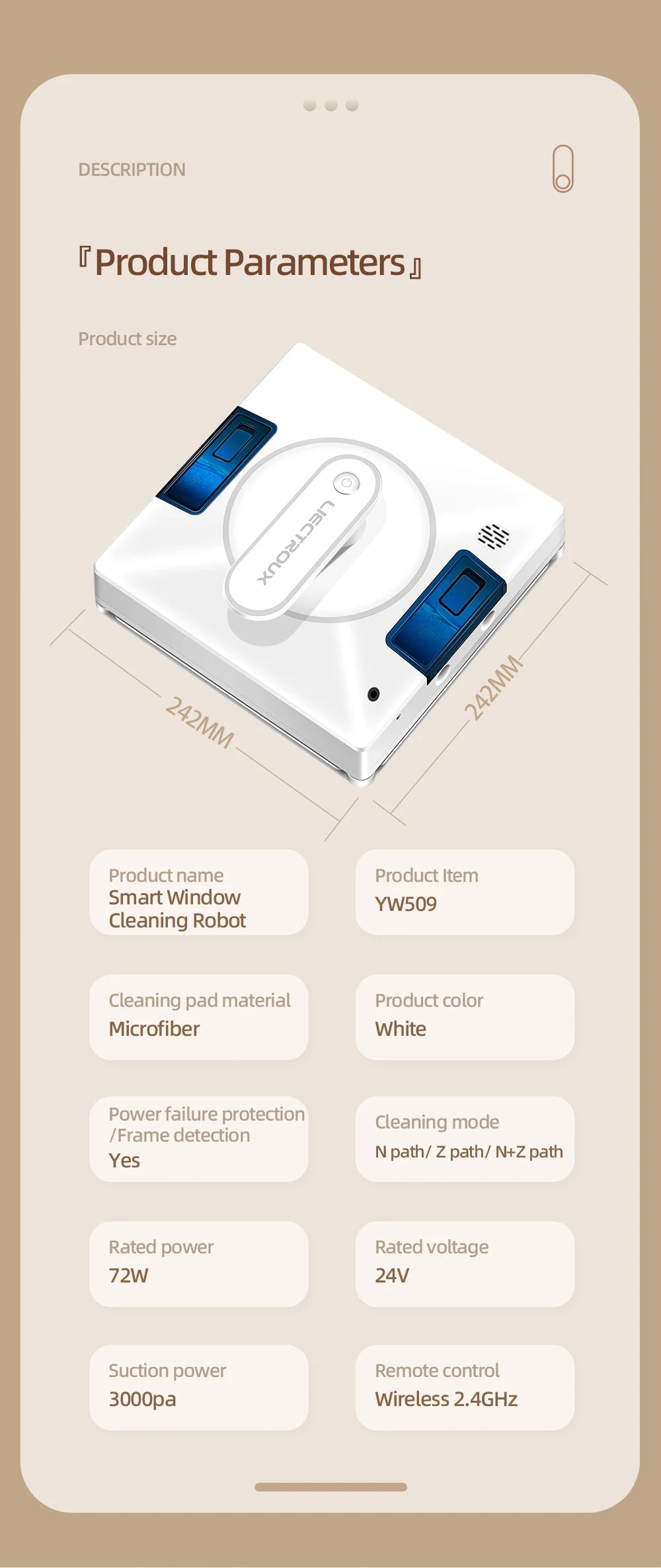 Robot Window Cleaner Liectroux YW509, 4-Way Water Spray,Home Glass Floor Window Robot Vacuum Cleaner,Strong Vacuum,Smart Memory