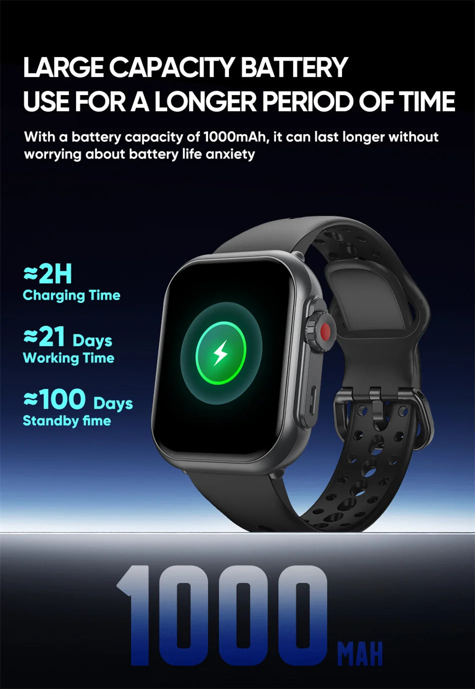 Watch Ultra K62 Men Women 1000mAh AMOLED 100+Sport Heart Rate HD Bluetooth Call GPS Track Waterproof Smart Watch For iOS Android