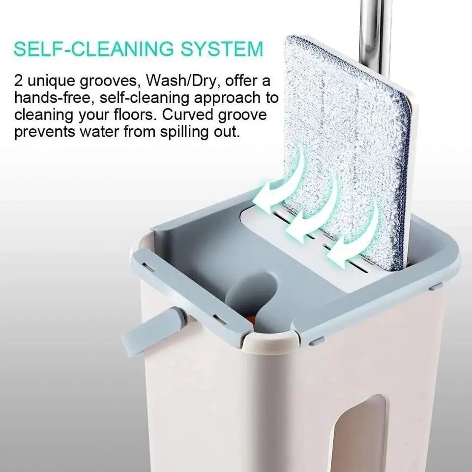 360° Flat Mop and Bucket Set Mop Dry Squeeze & Multi-Functional Wash