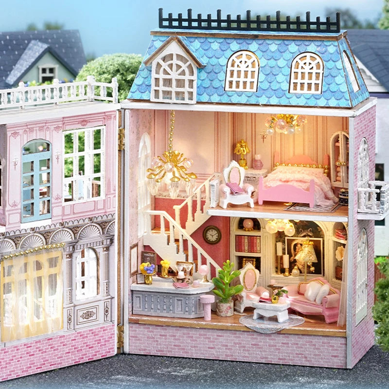 DIY Wooden Doll Houses Mini Assembly Handmade Small House Creative Scene Decoration DollHouse For Toys Birthday Gifts
