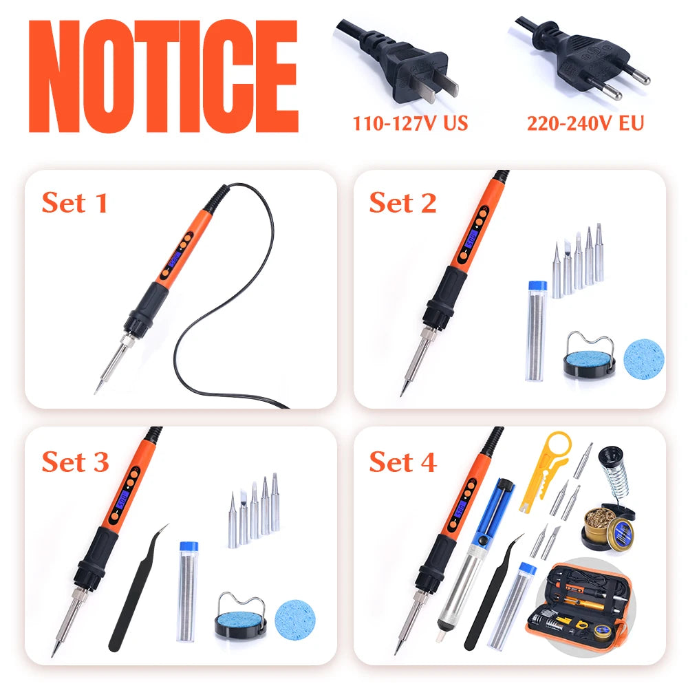 Silverflo Electric soldering iron Kit Set 100W LCD Digital Display Adjustable Temperature Soldering Iron 220V/110V Welding Tools
