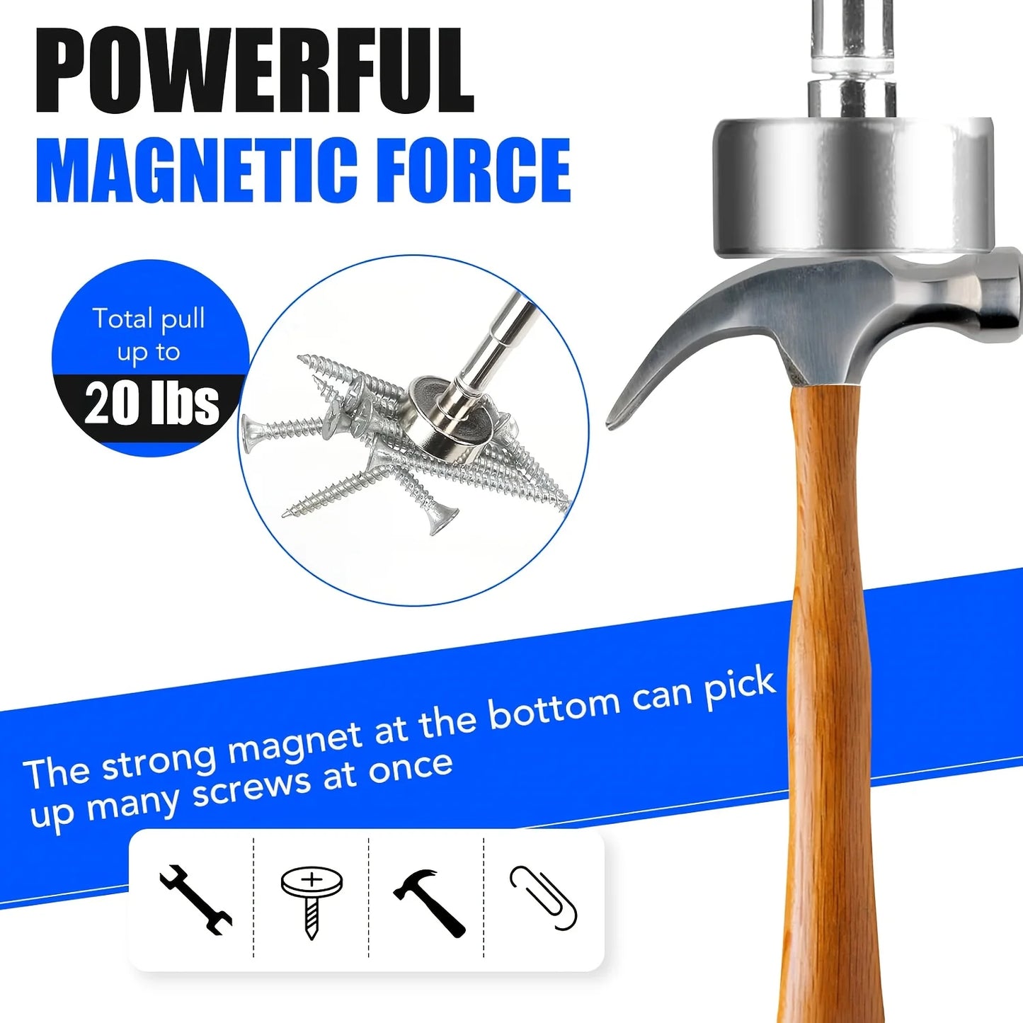 Telescopic Magnetic Iron Suction Rod with LED Light Metal Pick-up Tool DIY Strong Magnetic Metal Screw Suction Rod Pick-up Tools