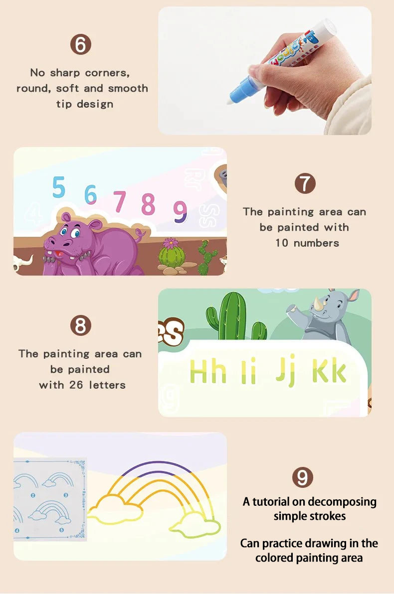 Coolplay Magic Water Drawing Mat Coloring Doodle Mat with Magic Pens Montessori Toys Painting Board Educational Toys for Kids
