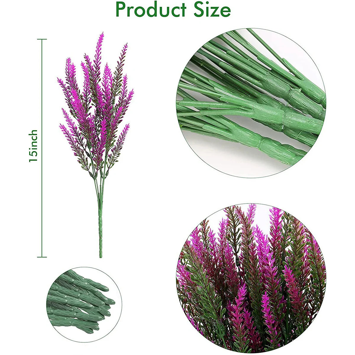 3/5/10pcs Artificial Flowers Flocked Plastic Lavender Bundle Fake Plants Wedding Bridle Bouquet Indoor Outdoor Home Kitchen