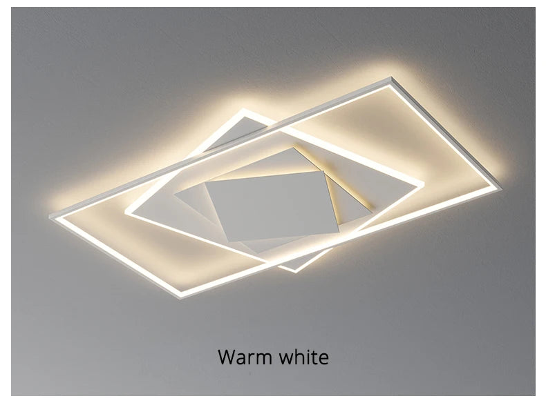 Modern Nordic Led Ceiling Light Square Minimalist Lamps for Kitchen Living Dining  Room Art Home Decoration Chandelier