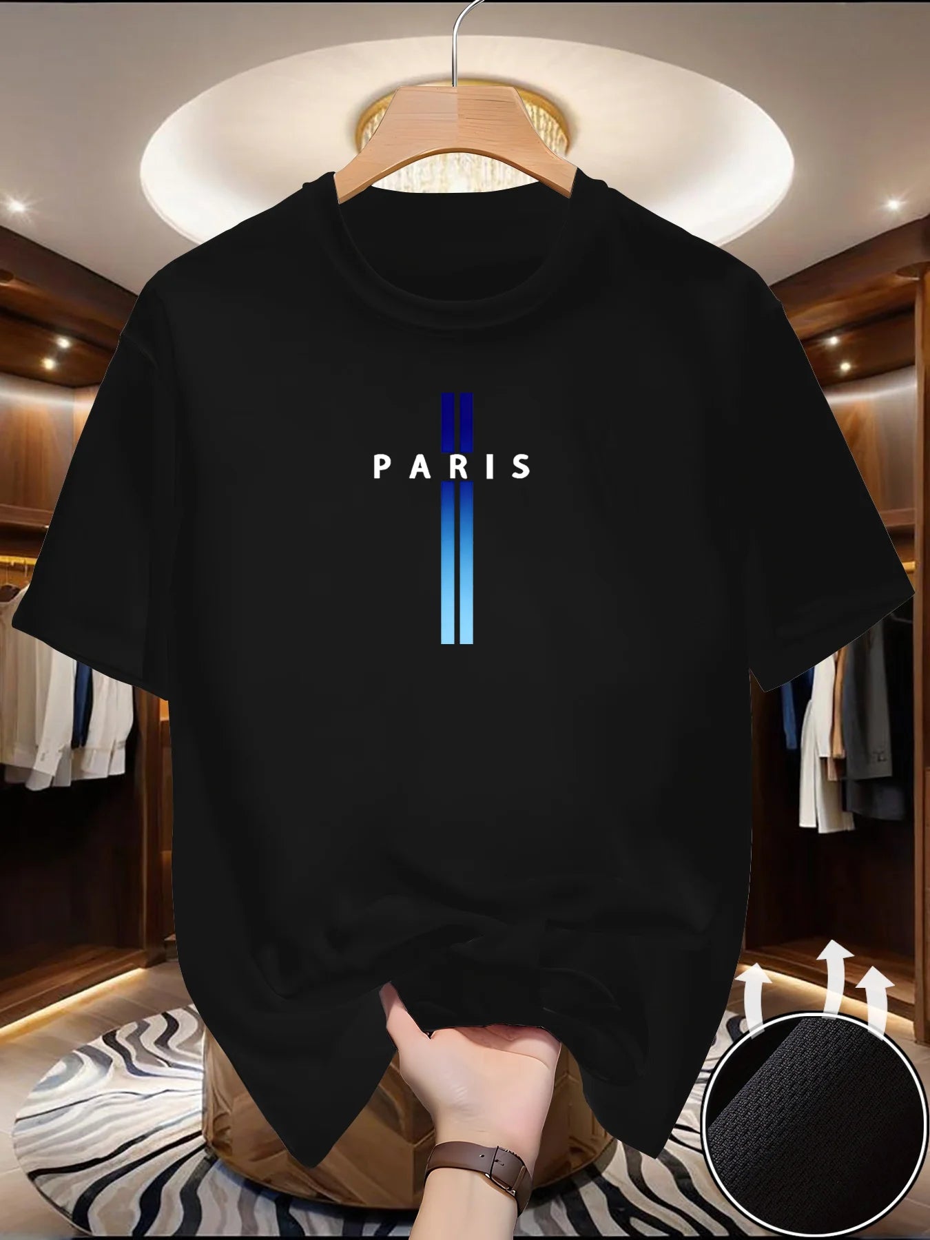 Men's Summer Exercise Blue/white gradient print T-shirts High Grade Breathable Quick Dry Short Sleeved Top Marathon Gym Fitness