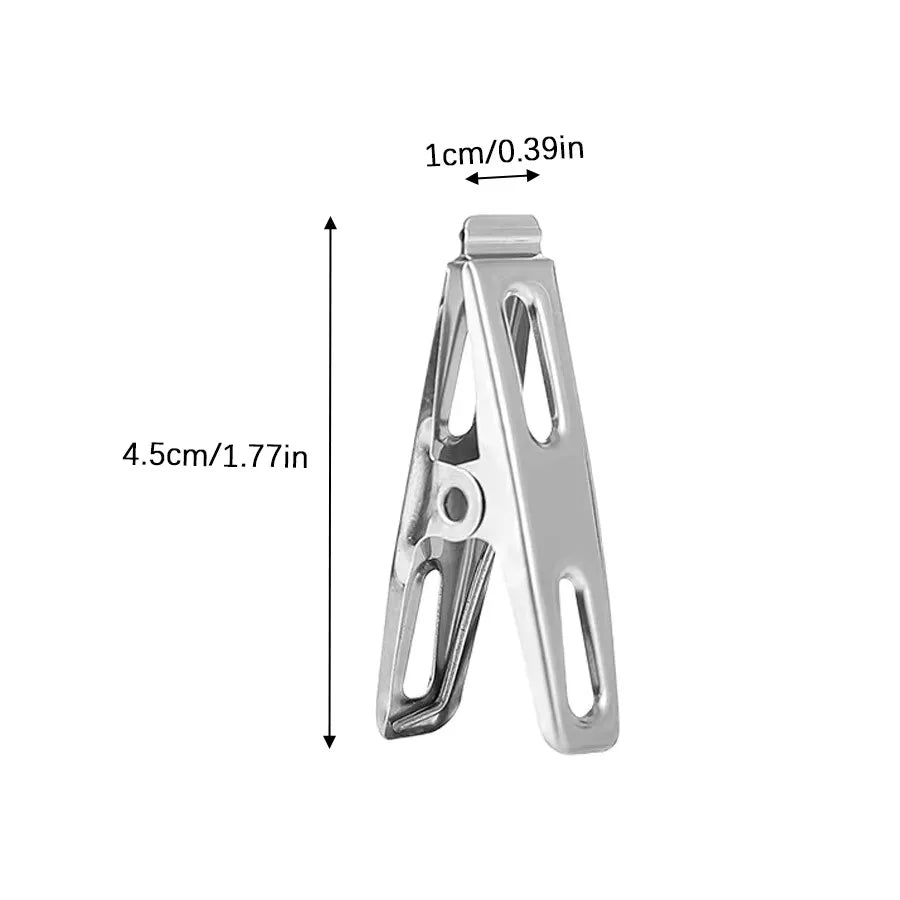 20pcs Stainless Steel Clothespins, Binder Clips, Heavy Duty Clothes Pins, Metal Clip Set, Metal Clothes Clips For Clothes Sock F