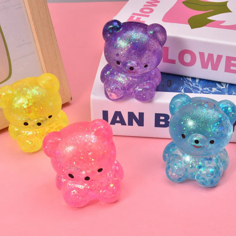 Fidget Bear Toy Squishys Glitter Gummy Bear Small Cute Animal Anti Stress Fidget Splat Decompressions Vent Squeeze Toy 2026 New