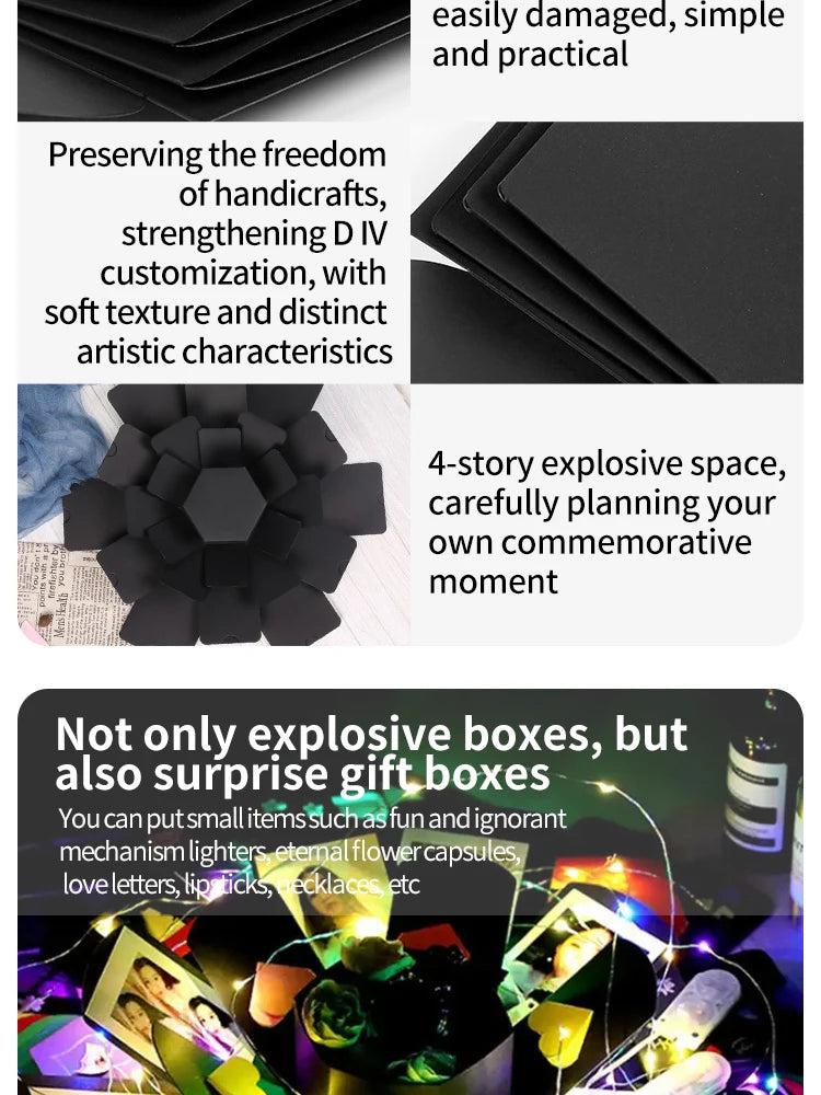 Hexagonal Surprise Blast Gift Box diy Handmade Album Birthday Valentine's Day Wedding Proposal Gift Memorial Album