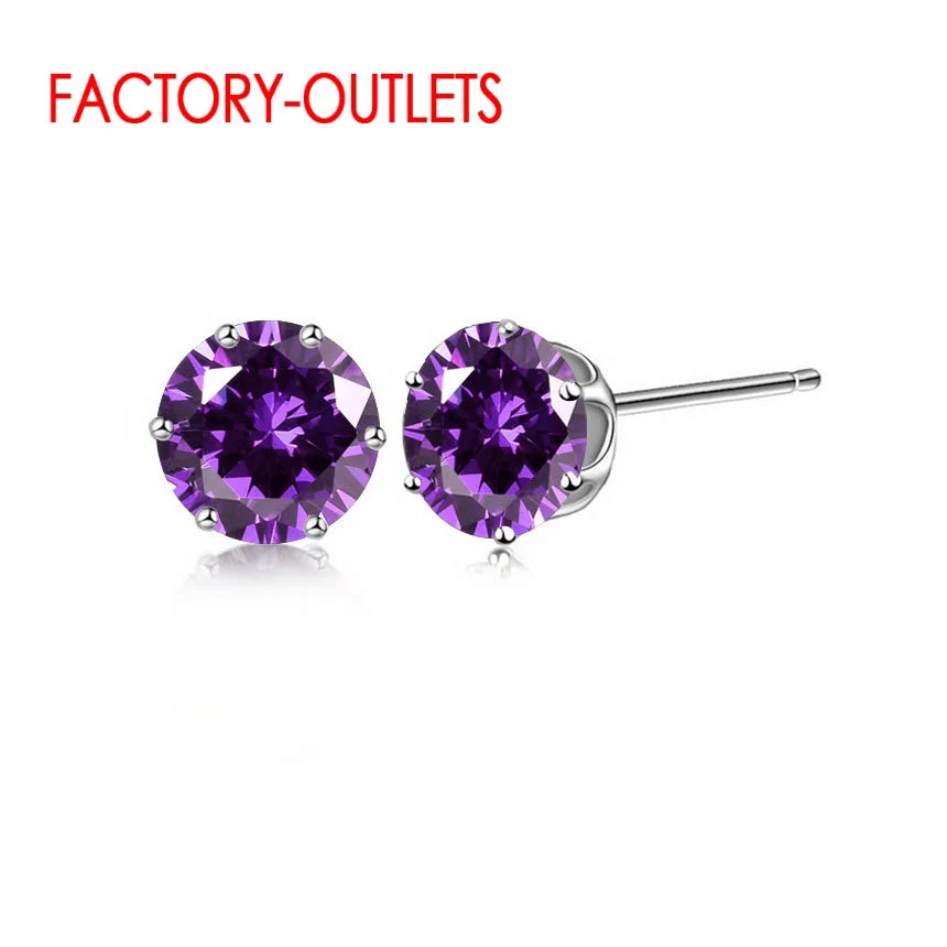 New Arrival Factory Cheap Price 925 Sterling Silver Korean Style Fashion Jewelry Stud Earrings Shinny Crystal Fast Shipping