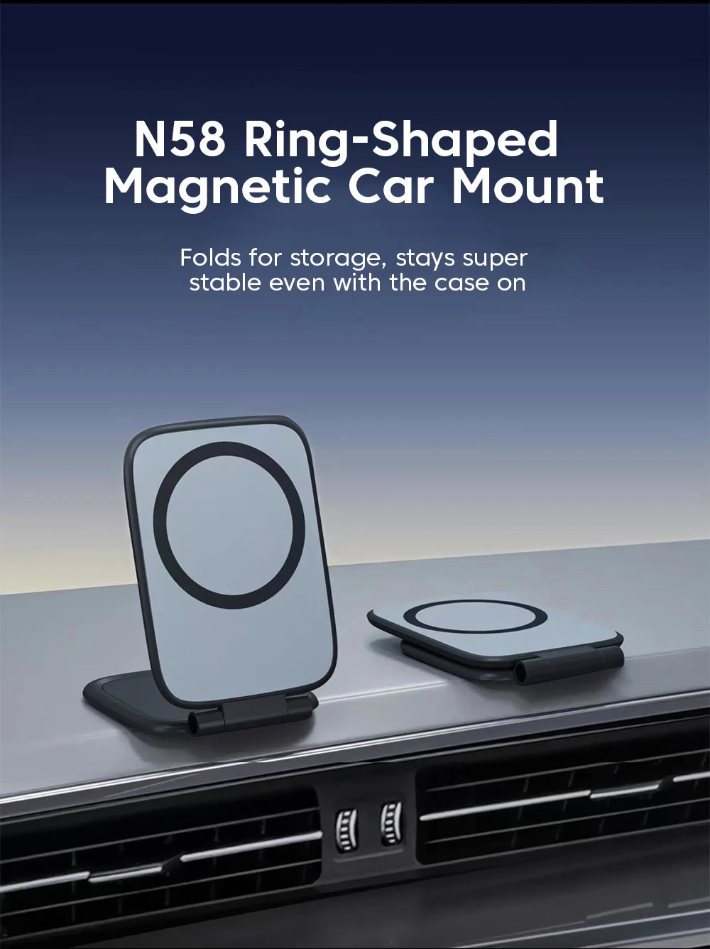Ultrathin Car Magnetic Mobile Phone Holder Adjustable Foldable Anti-shake Vehicle Navigation Phone Universal Stand Accessories