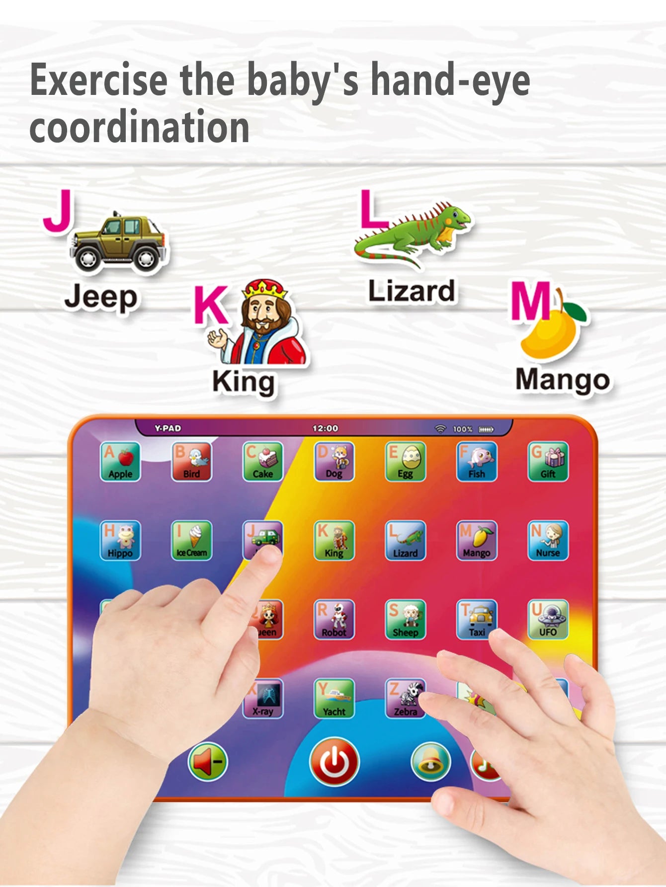 Alphabet Tablet to Learn Letters, Abc, Numbers, Colors, Music & Words, Interactive Toddler Learning & Education Toys for Kids