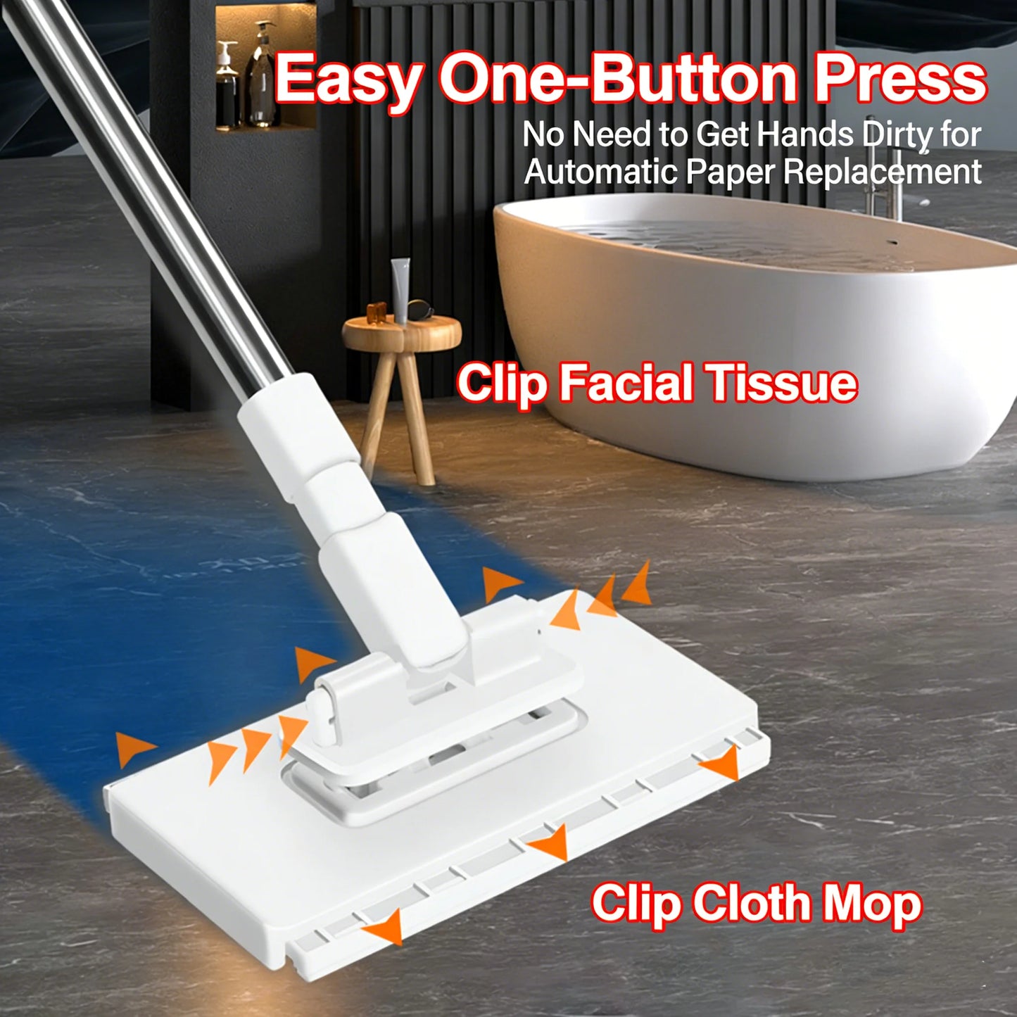 Reusable Dust Mop for Floor Cleaning Automatic Clamping Mop Clamp 100cm Wiper Floor Household Cleaning Cloths for Dust Removal