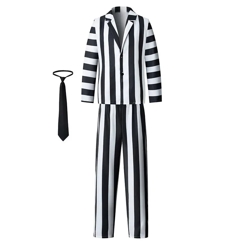 Explosive Hades Master  Adult Black and White Pattern Role Playing Costume