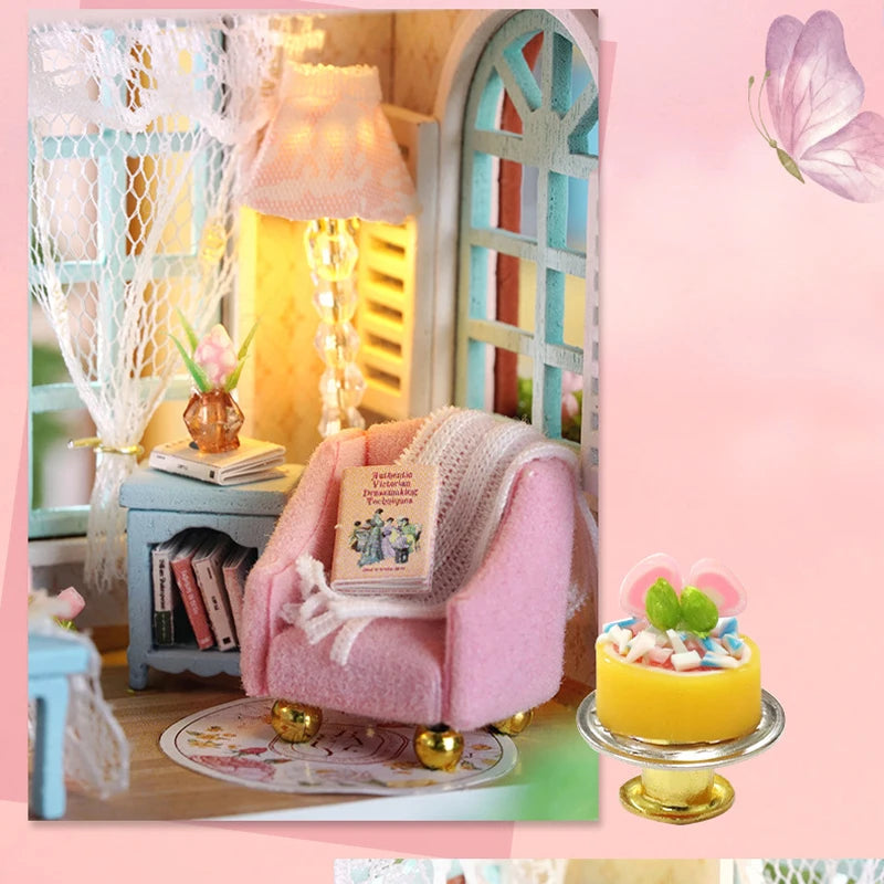 DIY Wooden Doll Houses Mini Assembly Handmade Small House Creative Scene Decoration DollHouse For Toys Birthday Gifts